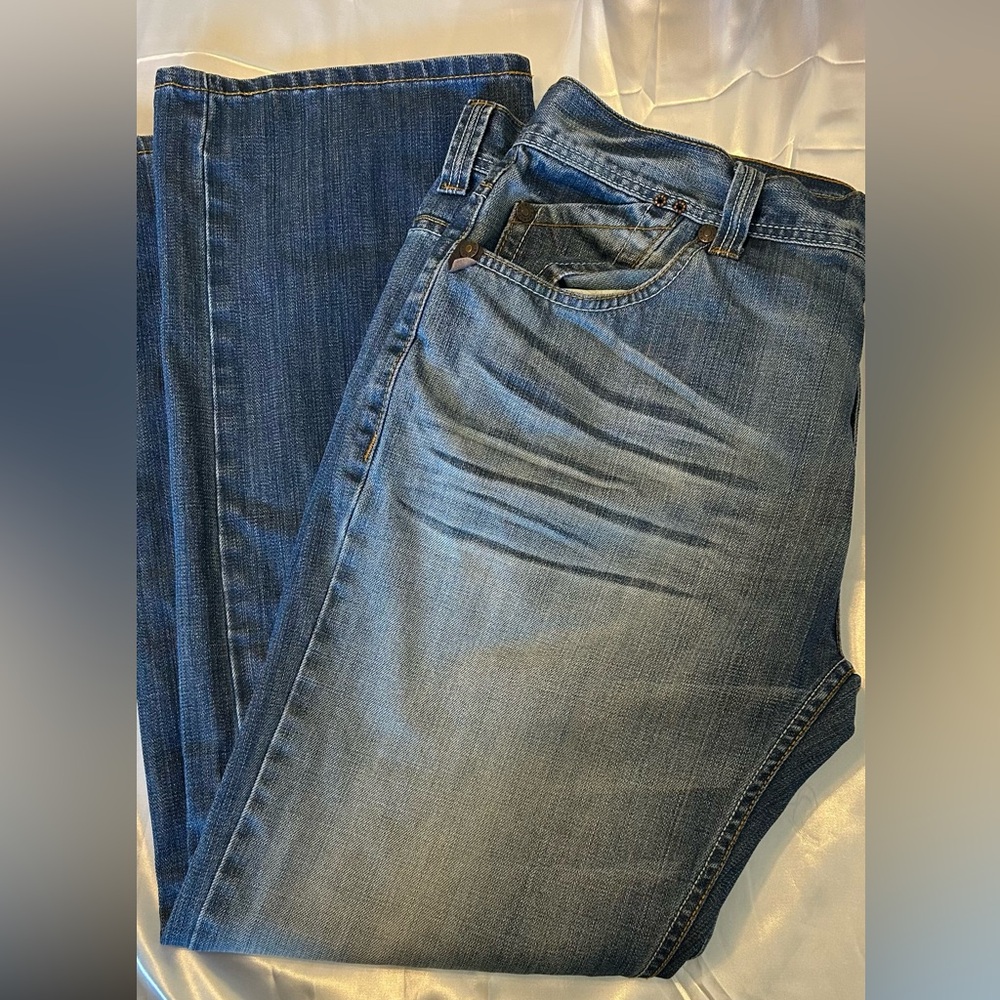 Y2K Level 7 Relaxed‎ Straight Fit Jeans Size 42x32 Light Wash Distressed